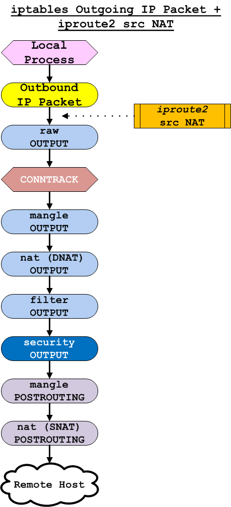 iptables process flow with iproute2 src NAT injection
